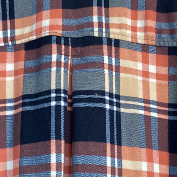 Womens Top Size XXL Tattoo Long Sleeve Button Down Flannel Blue Beige Coral - Picture 8 of 10